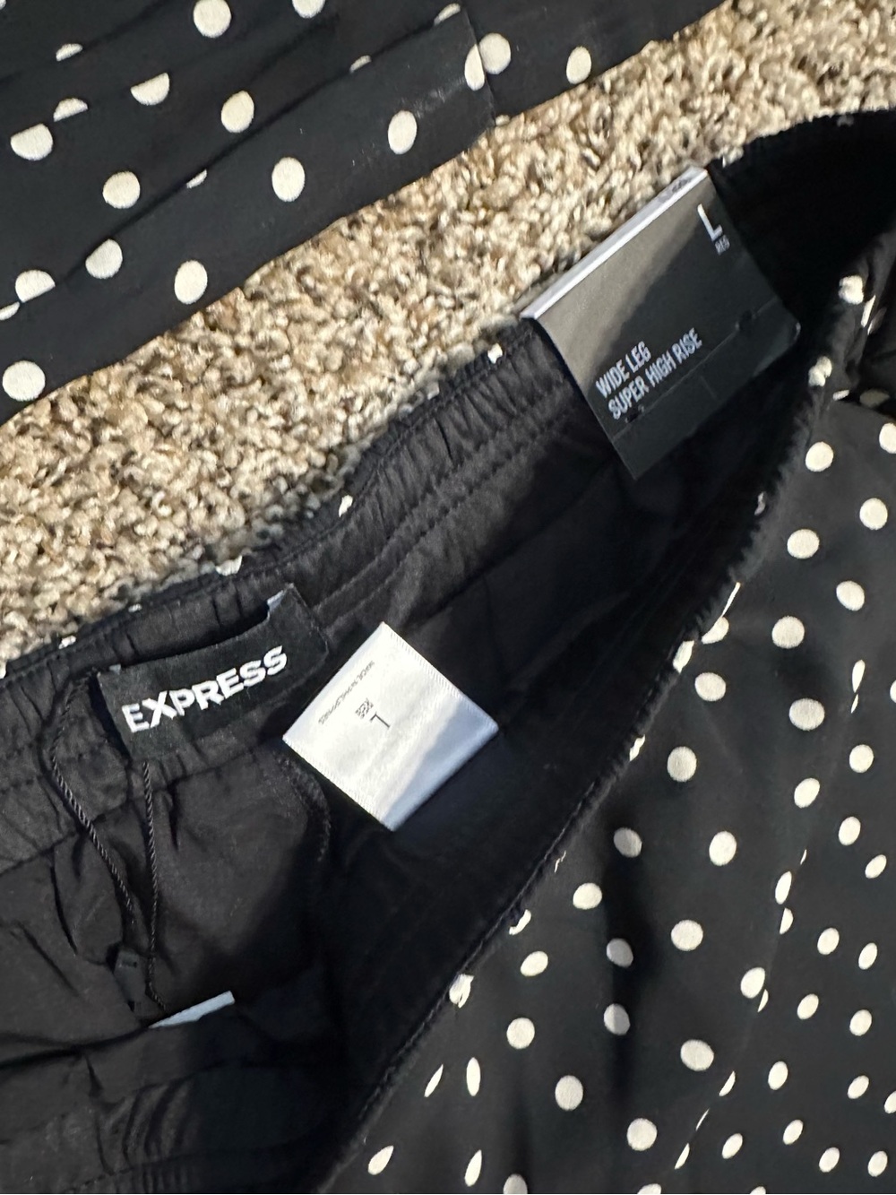 Express Black and White Polka Dot Wide-Leg Pants - Picture 3 of 5